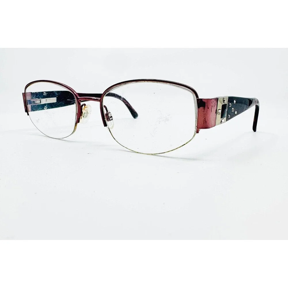 Sophia Loren Beau Rivage 52 Eyeglasses Womens Burgundy Rhinestone Frames 52mm
